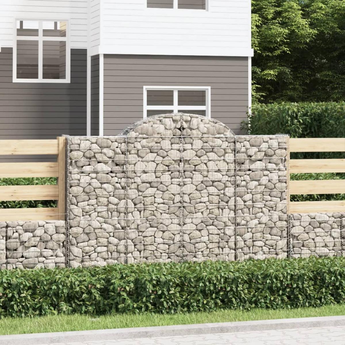 Cestas gaviones 7 uds forma de arco hierro 200x30x140/160 cm