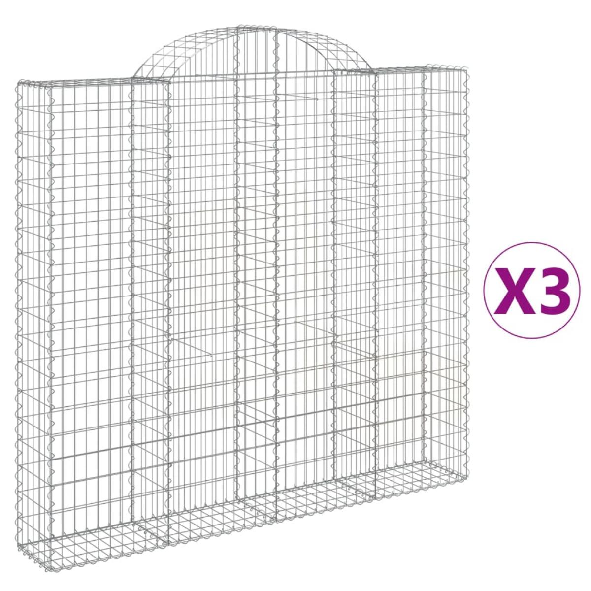 Cestas de gaviones 3 uds forma de arco hierro 200x30x180/200 cm