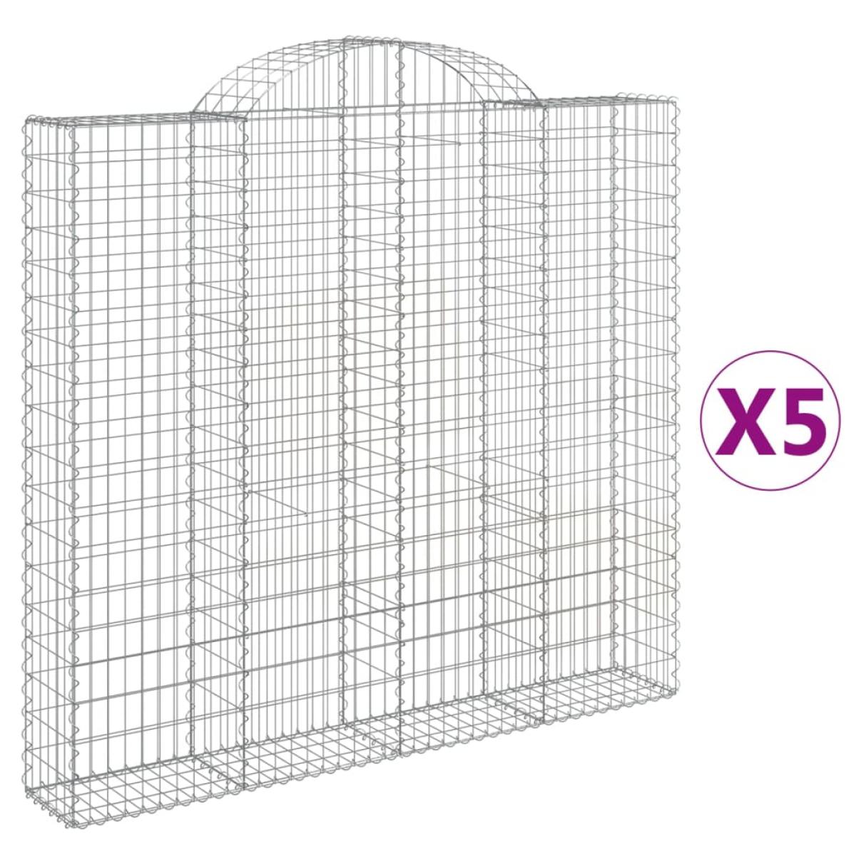 Cestas de gaviones 5 uds forma de arco hierro 200x30x180/200 cm