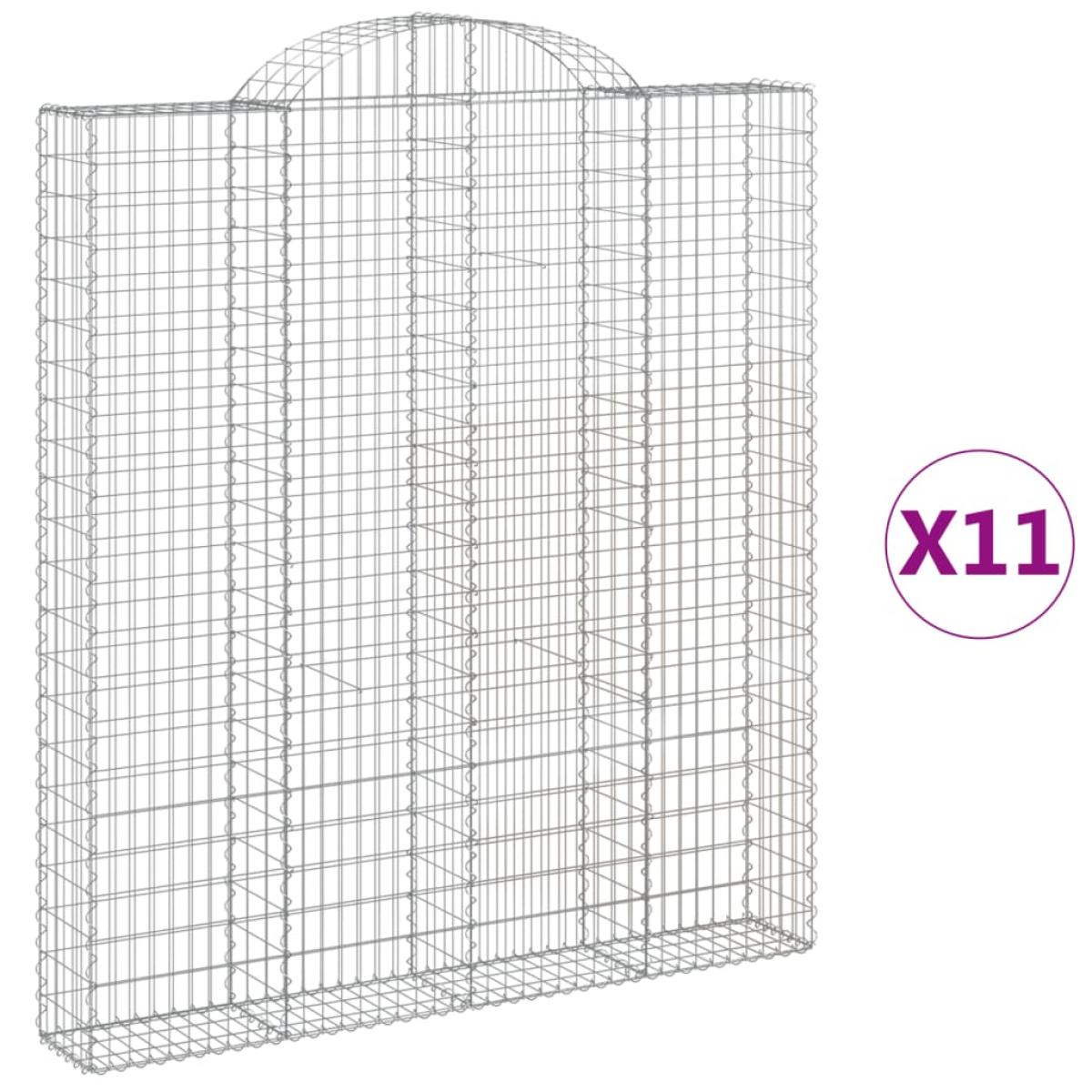 Cestas de gaviones 11 uds forma de arco hierro 200x30x220/240cm