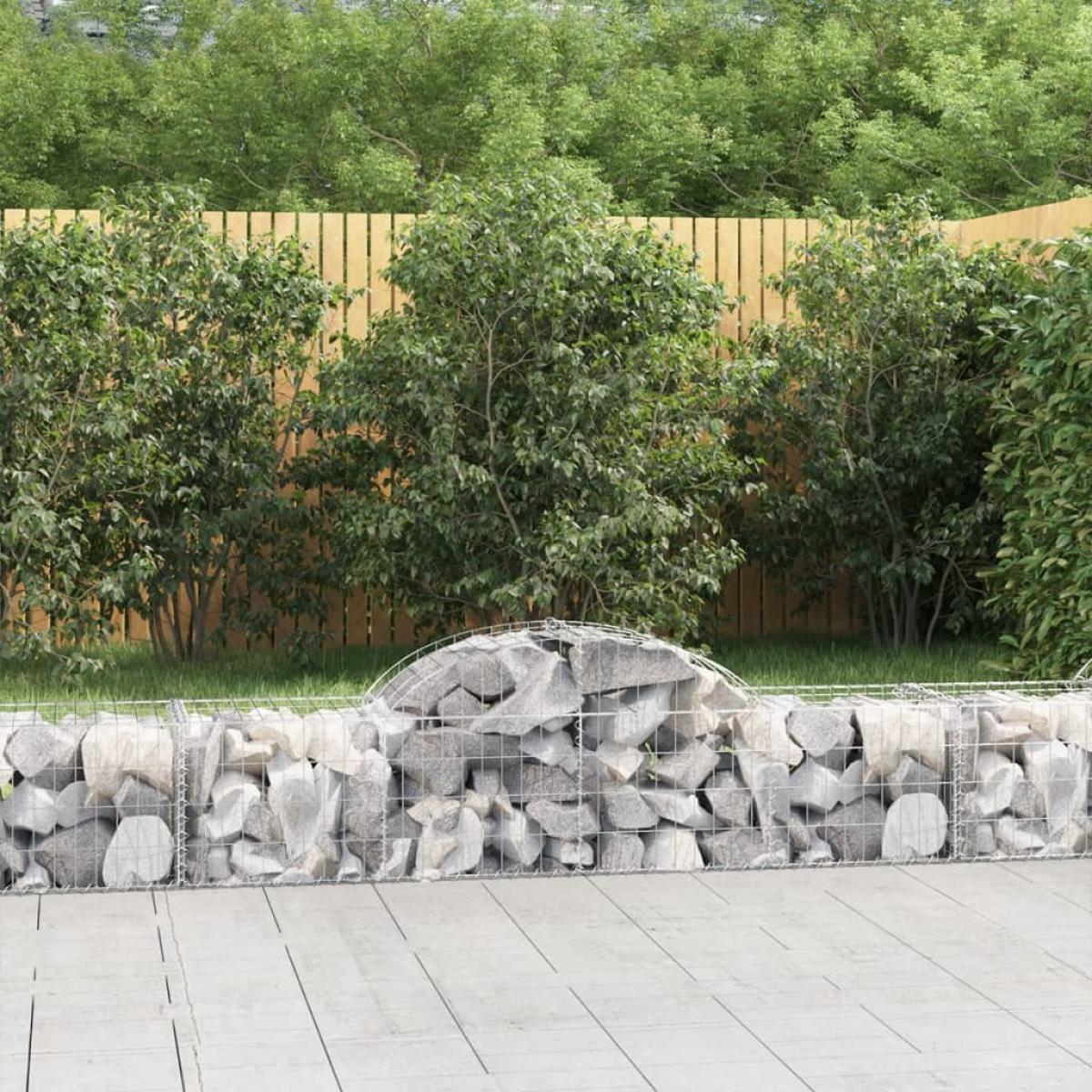 Cestas de gaviones 11 uds forma de arco hierro 200x50x40/60 cm