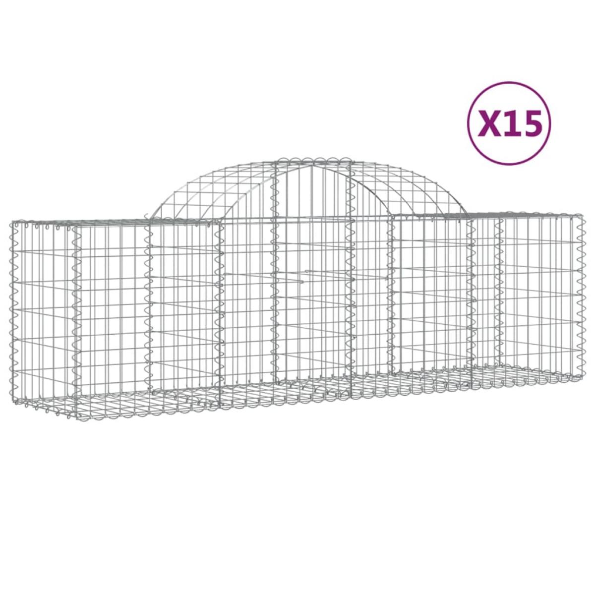 Cestas de gaviones 15 uds forma de arco hierro 200x50x60/80 cm