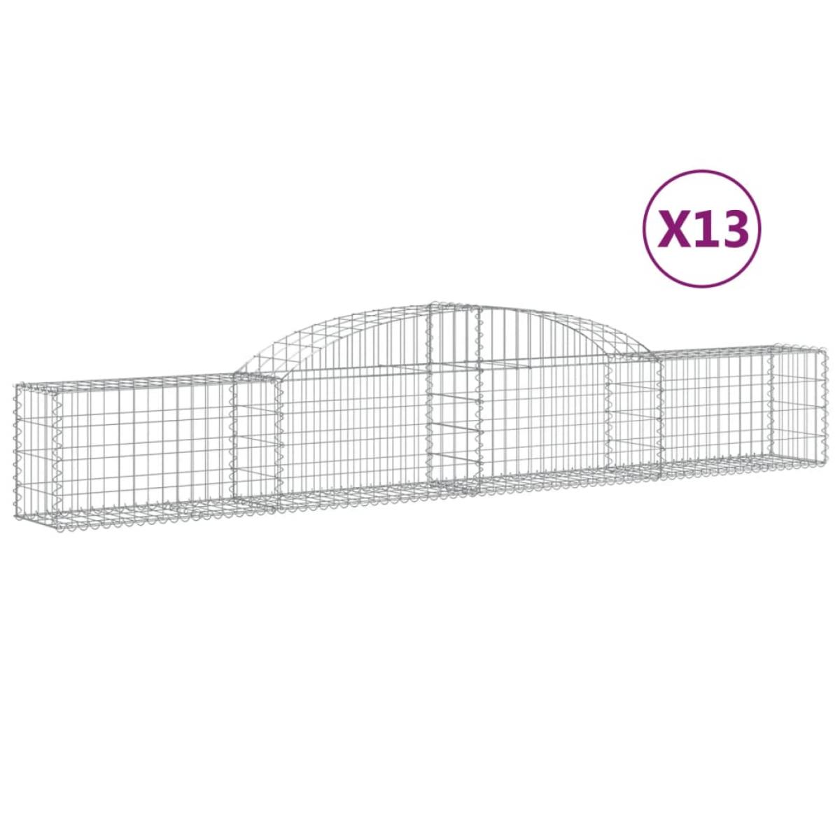 Cestas de gaviones 13 uds forma de arco hierro 300x30x40/60 cm