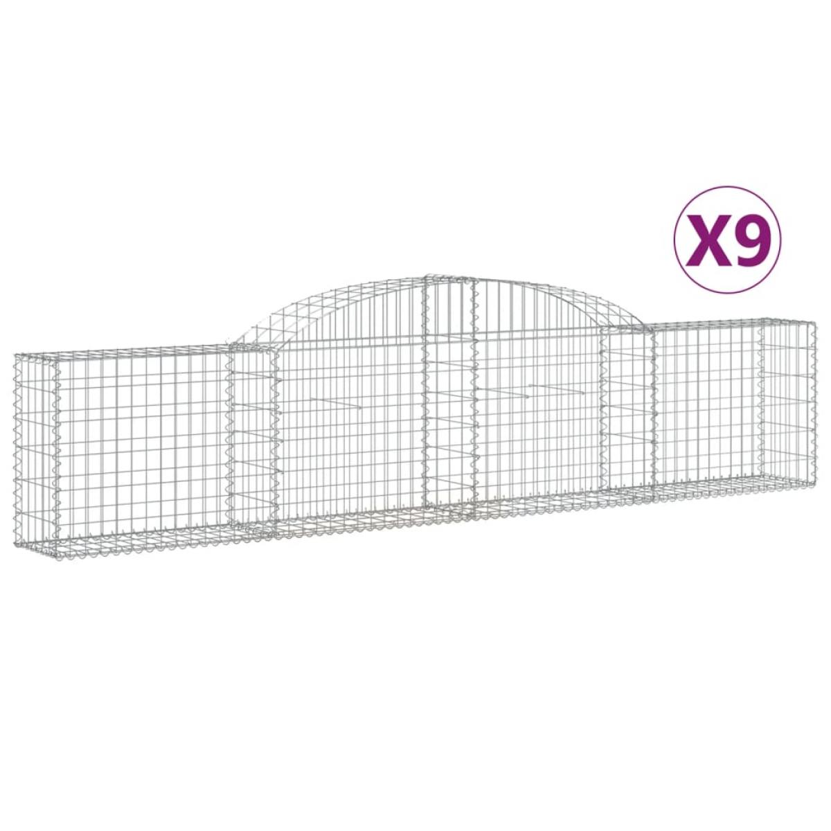 Cestas de gaviones 9 uds forma de arco hierro 300x30x60/80 cm