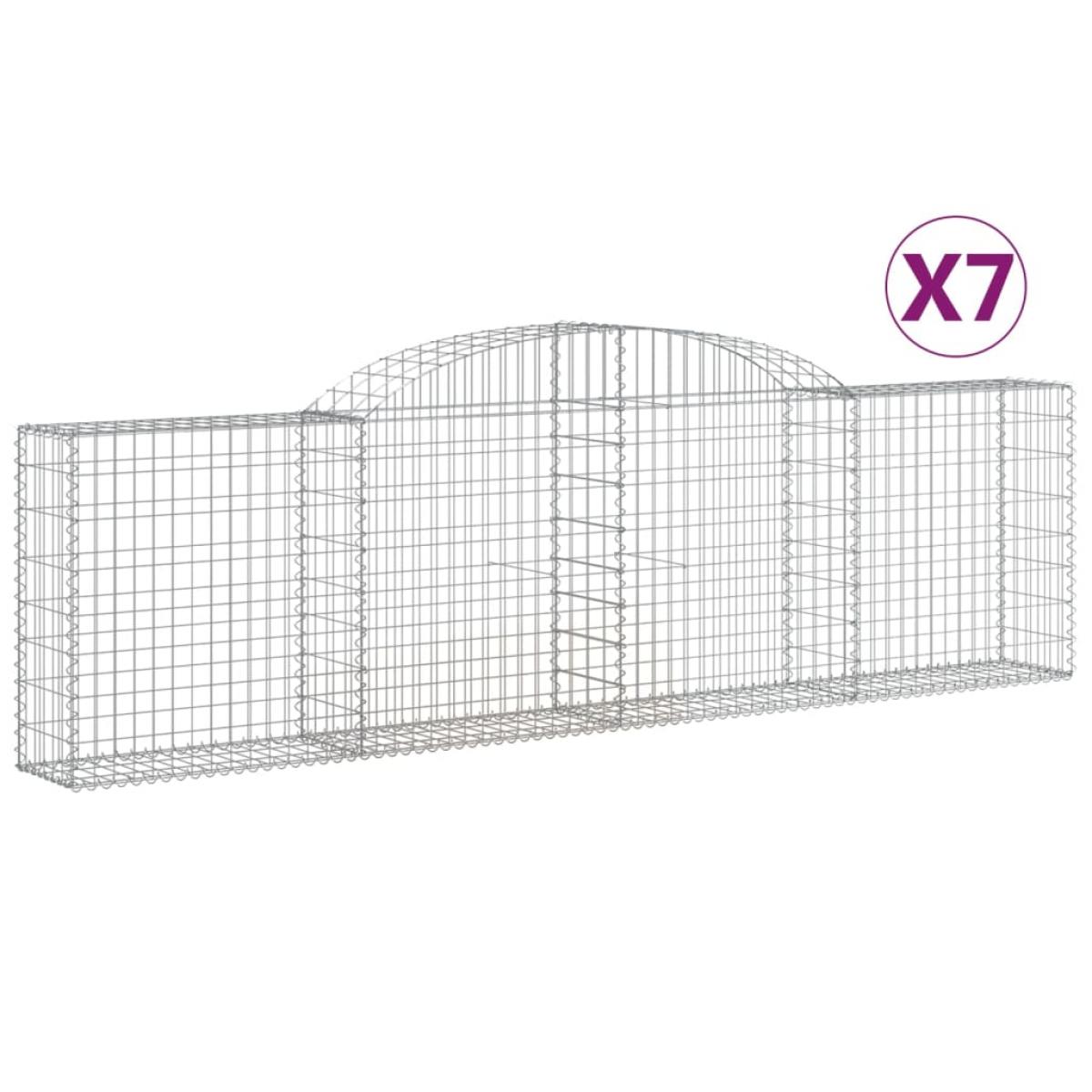 Cestas de gaviones 7 uds forma de arco hierro 300x30x80/100 cm