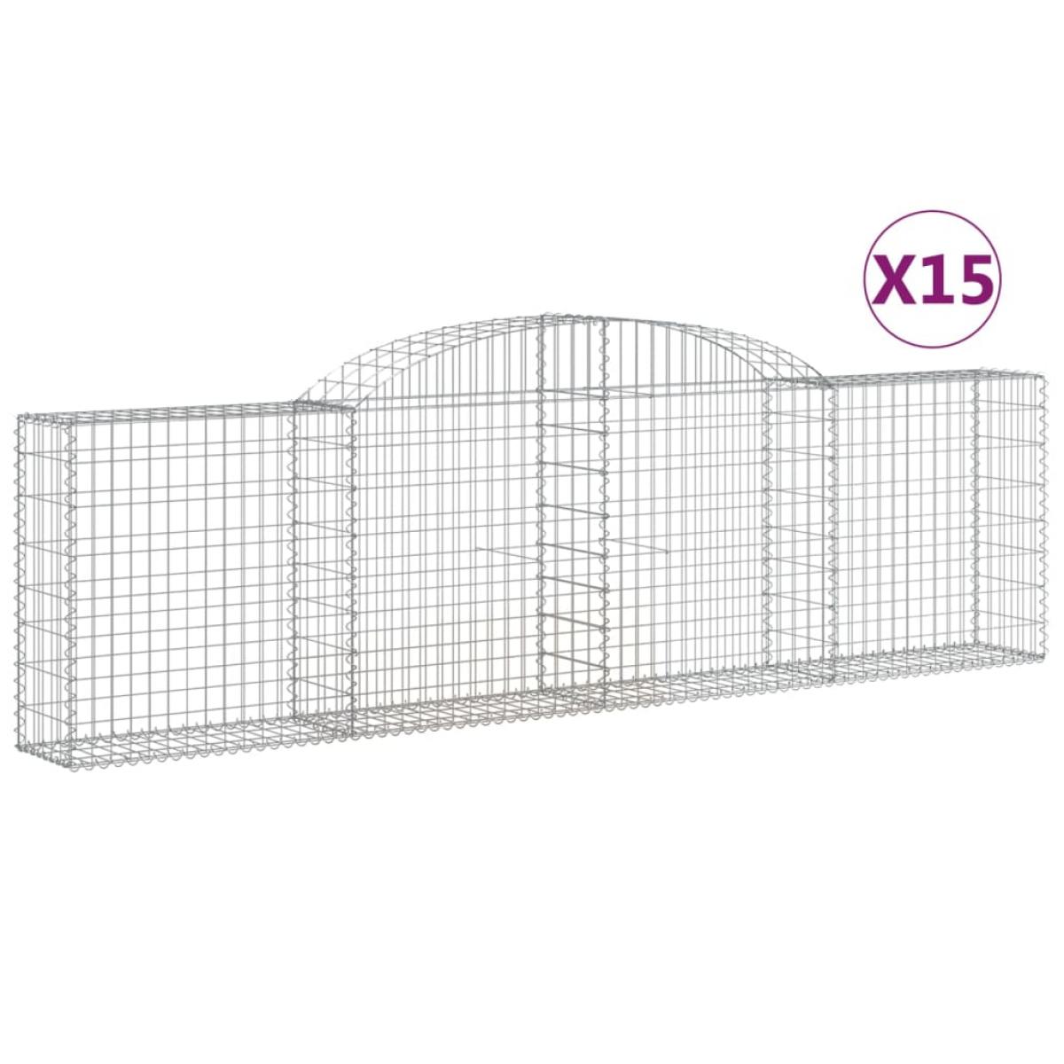 Cestas de gaviones 15 uds forma de arco hierro 300x30x80/100 cm