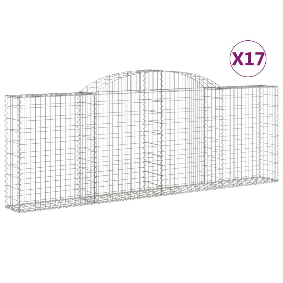Cestas de gaviones 17 uds forma arco hierro 300x30x100/120 cm