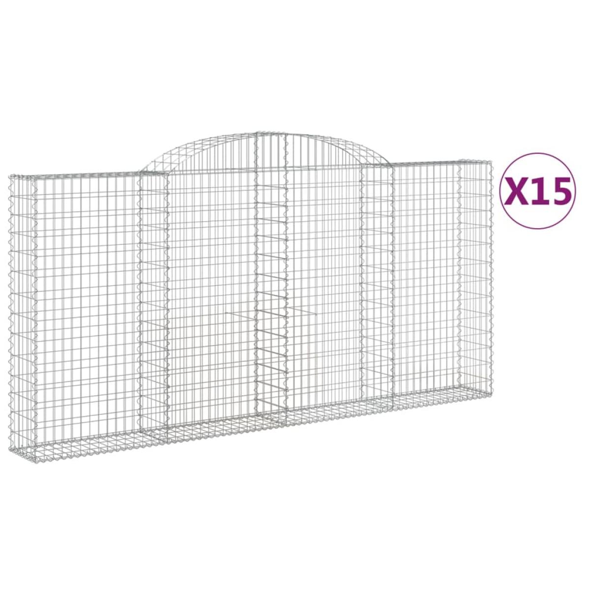 Cestas gaviones 15 uds forma de arco hierro 300x30x140/160 cm