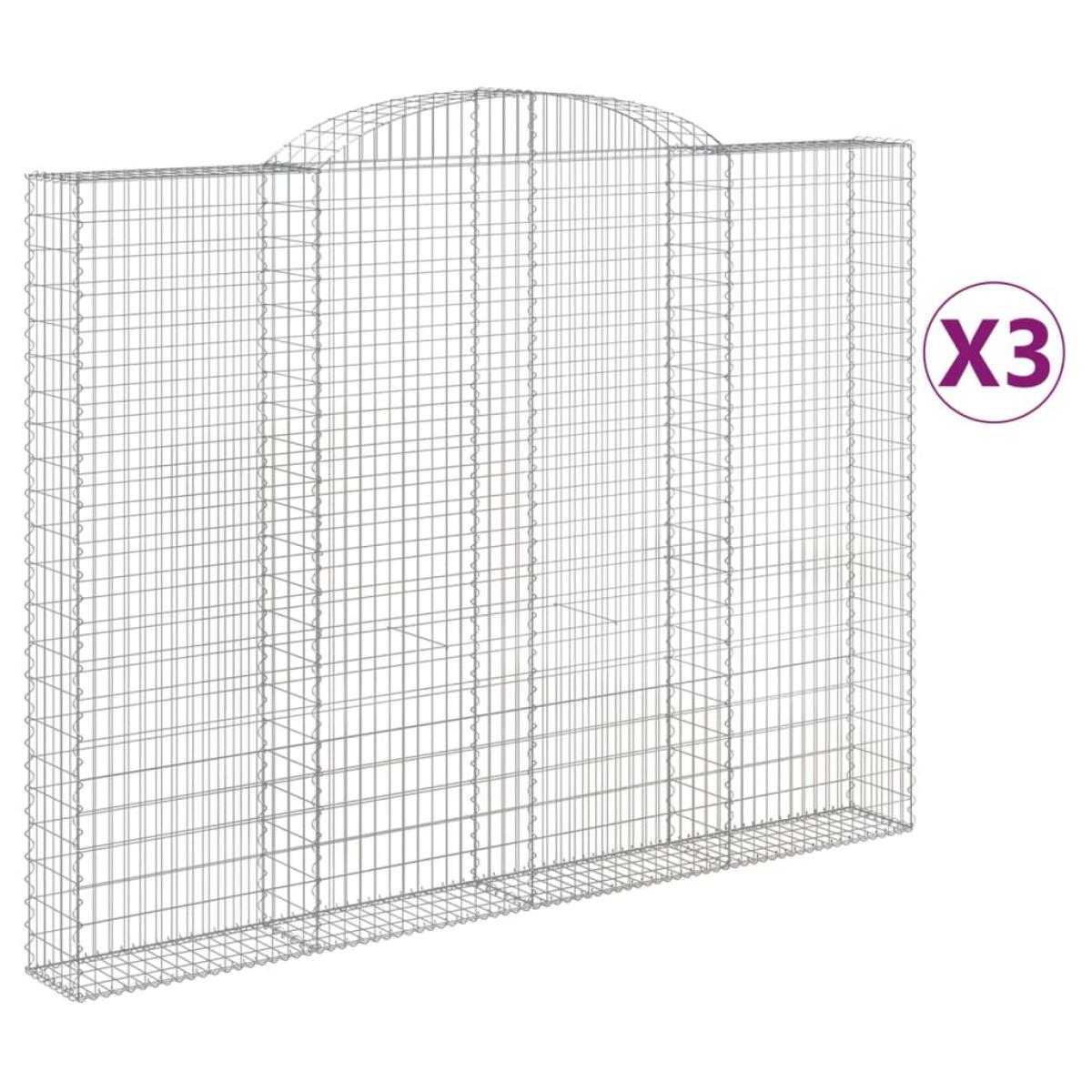 Cestas de gaviones 3 uds forma de arco hierro 300x30x220/240 cm