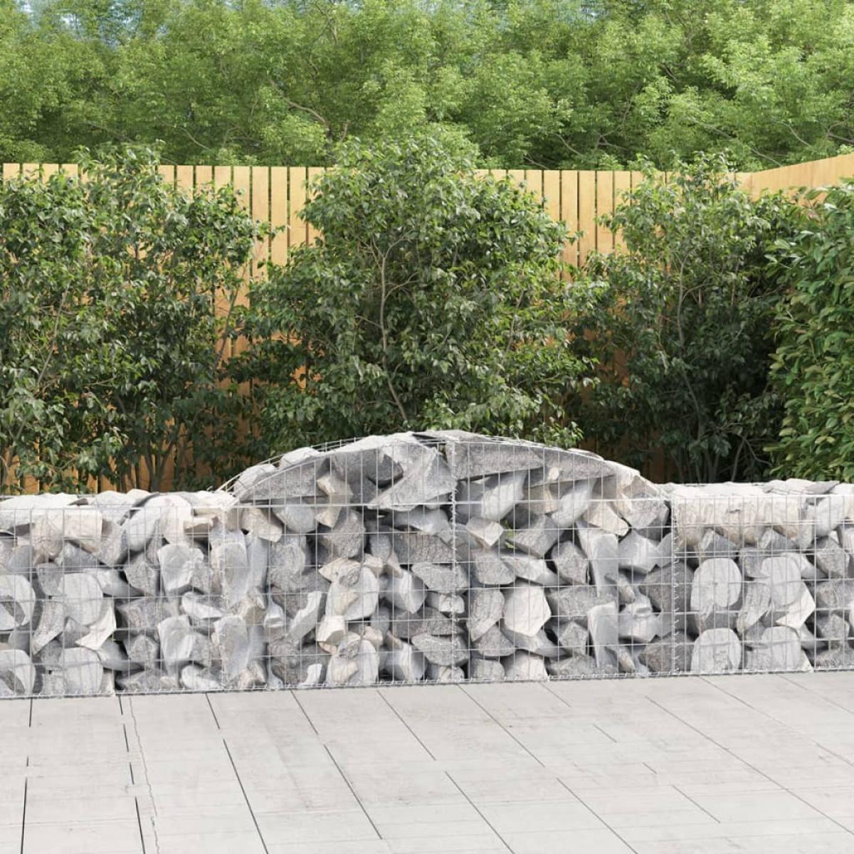 Cestas gaviones 3 uds forma de arco hierro 300x50x60/80 cm
