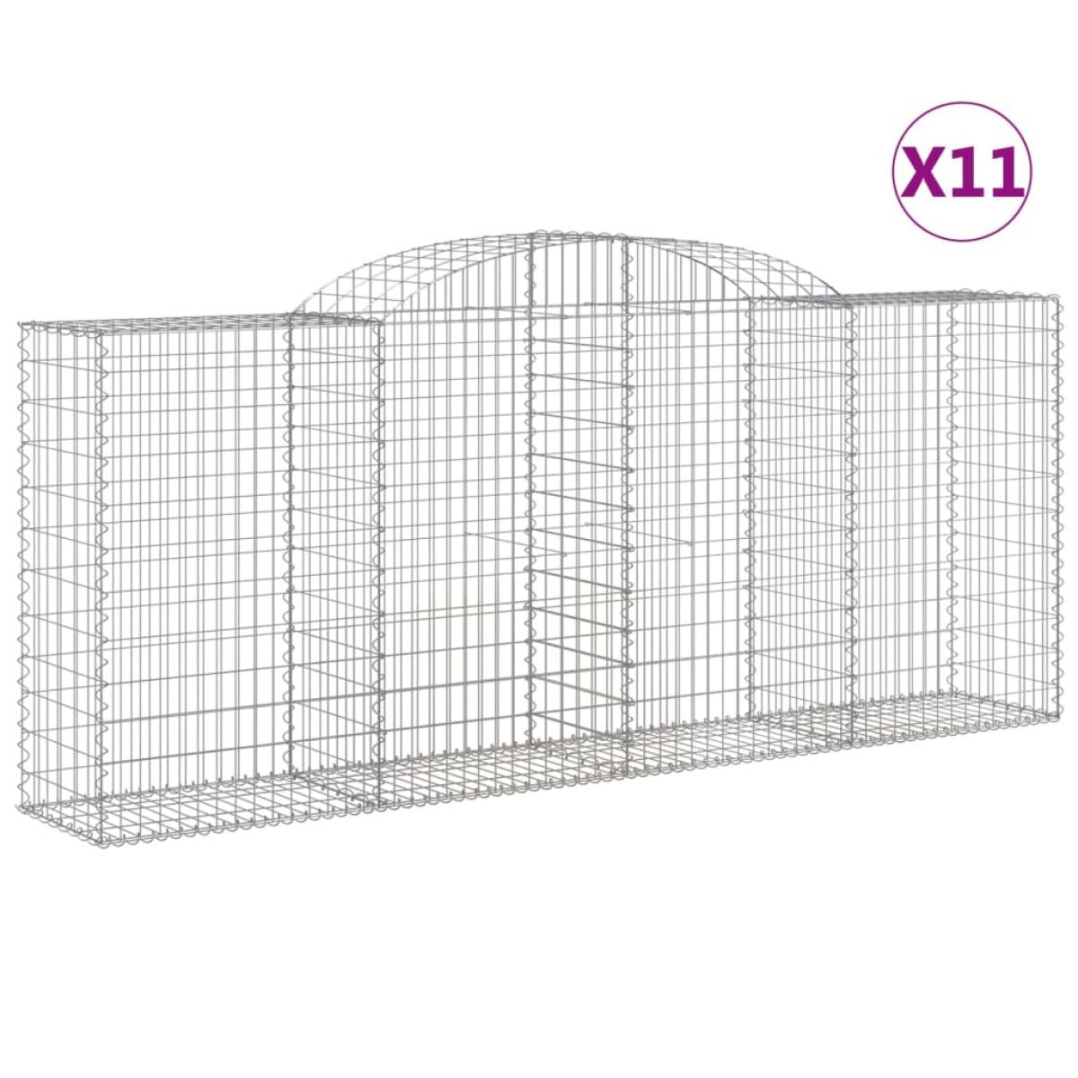 Cestas gaviones 11 uds forma de arco hierro 300x50x120/140 cm
