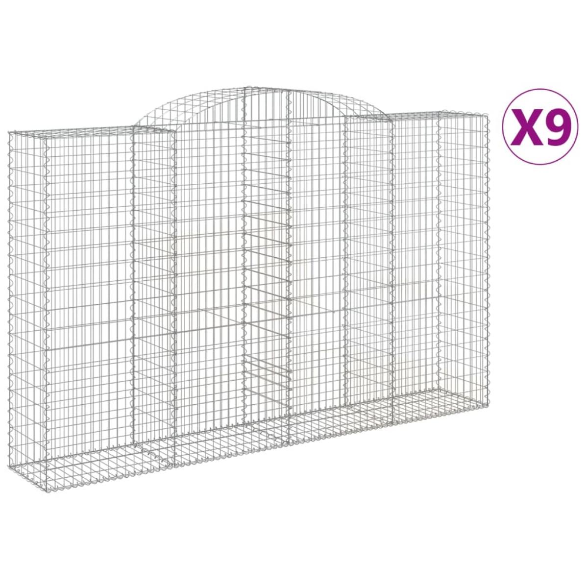Cestas de gaviones 9 uds forma de arco hierro 300x50x180/200 cm