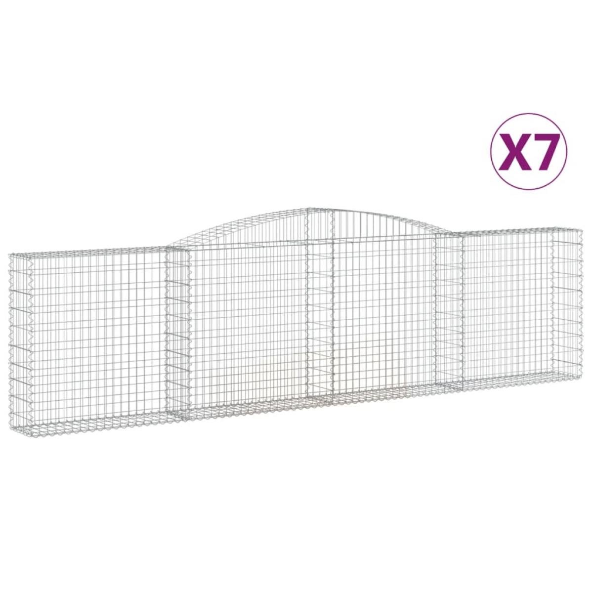 Cestas de gaviones 7 uds forma de arco hierro 400x30x100/120 cm