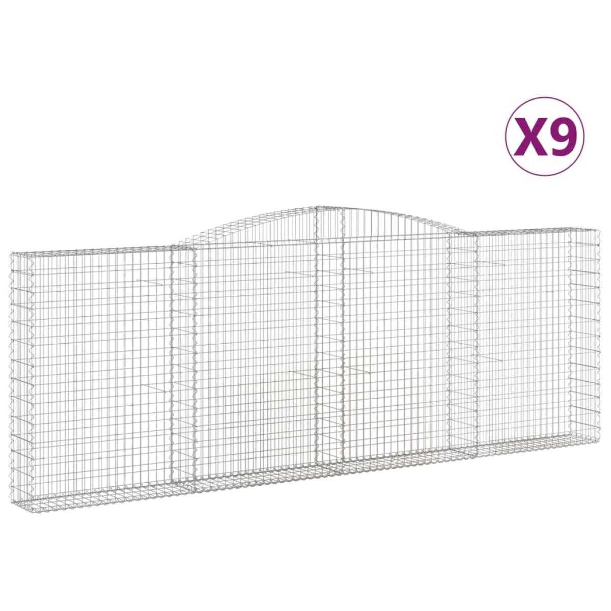 Cestas de gaviones 9 uds forma de arco hierro 400x30x140/160 cm