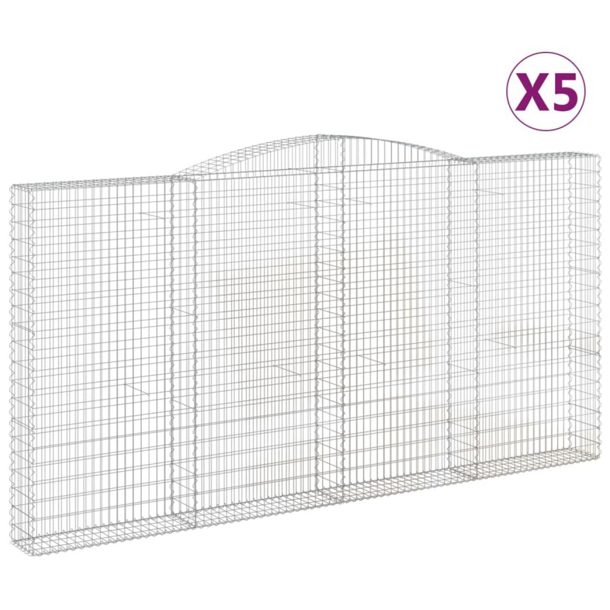 Cestas de gaviones 5 uds forma de arco hierro 400x30x200/220 cm