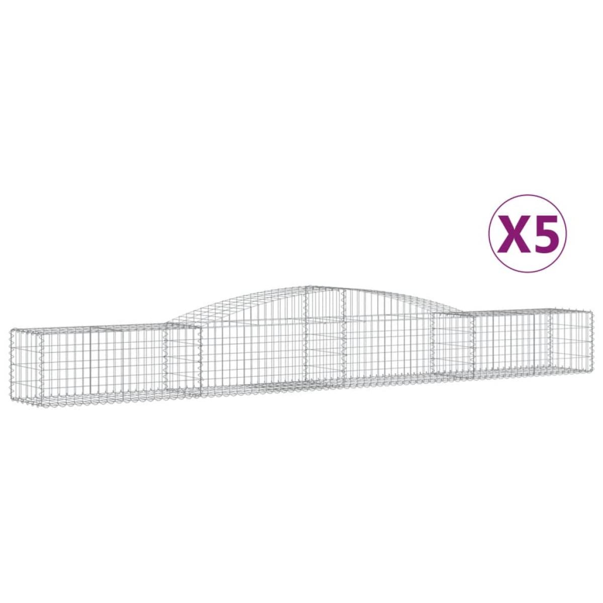 Cestas de gaviones 5 uds forma de arco hierro 400x50x40/60 cm