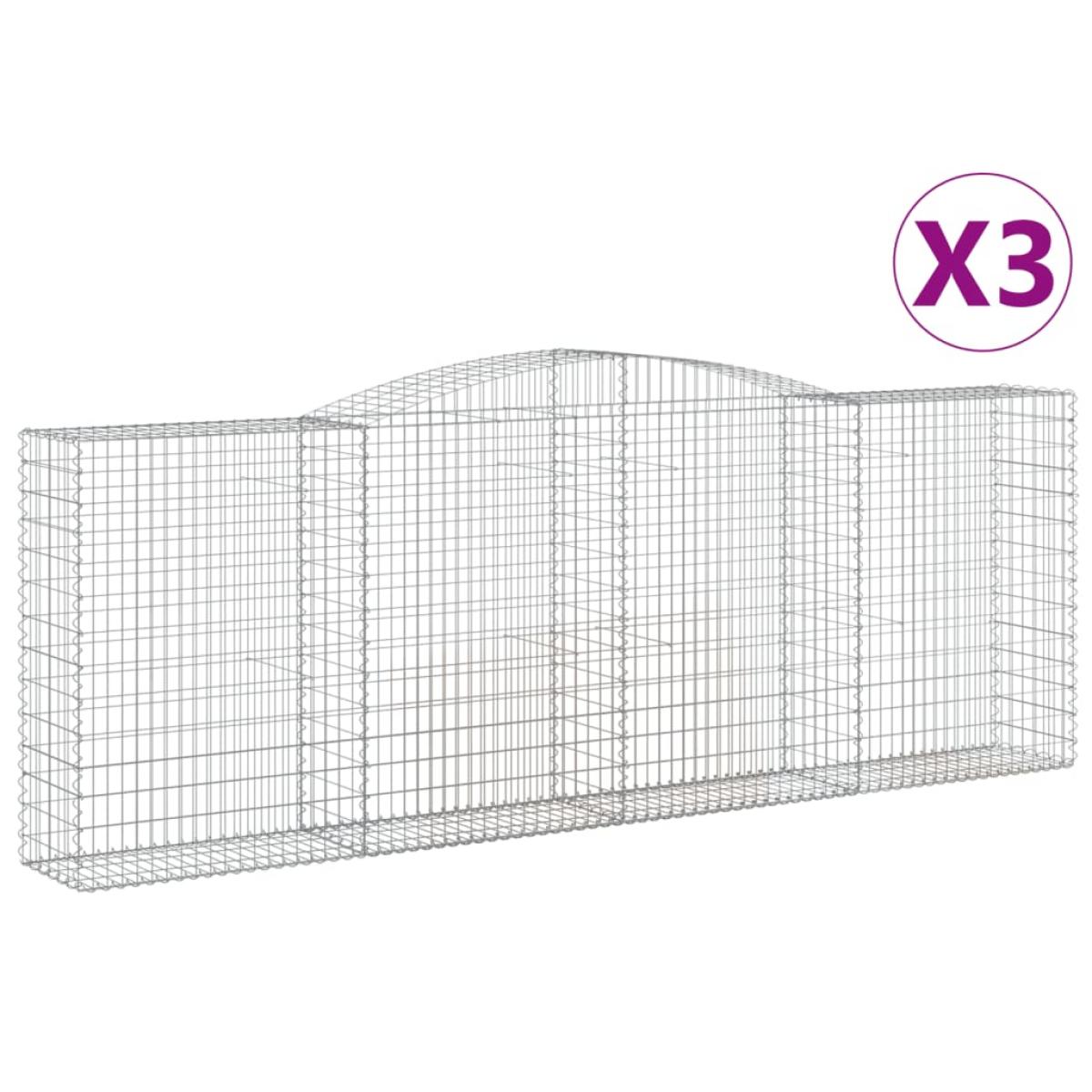 Cestas de gaviones 3 uds forma de arco hierro 400x50x140/160 cm