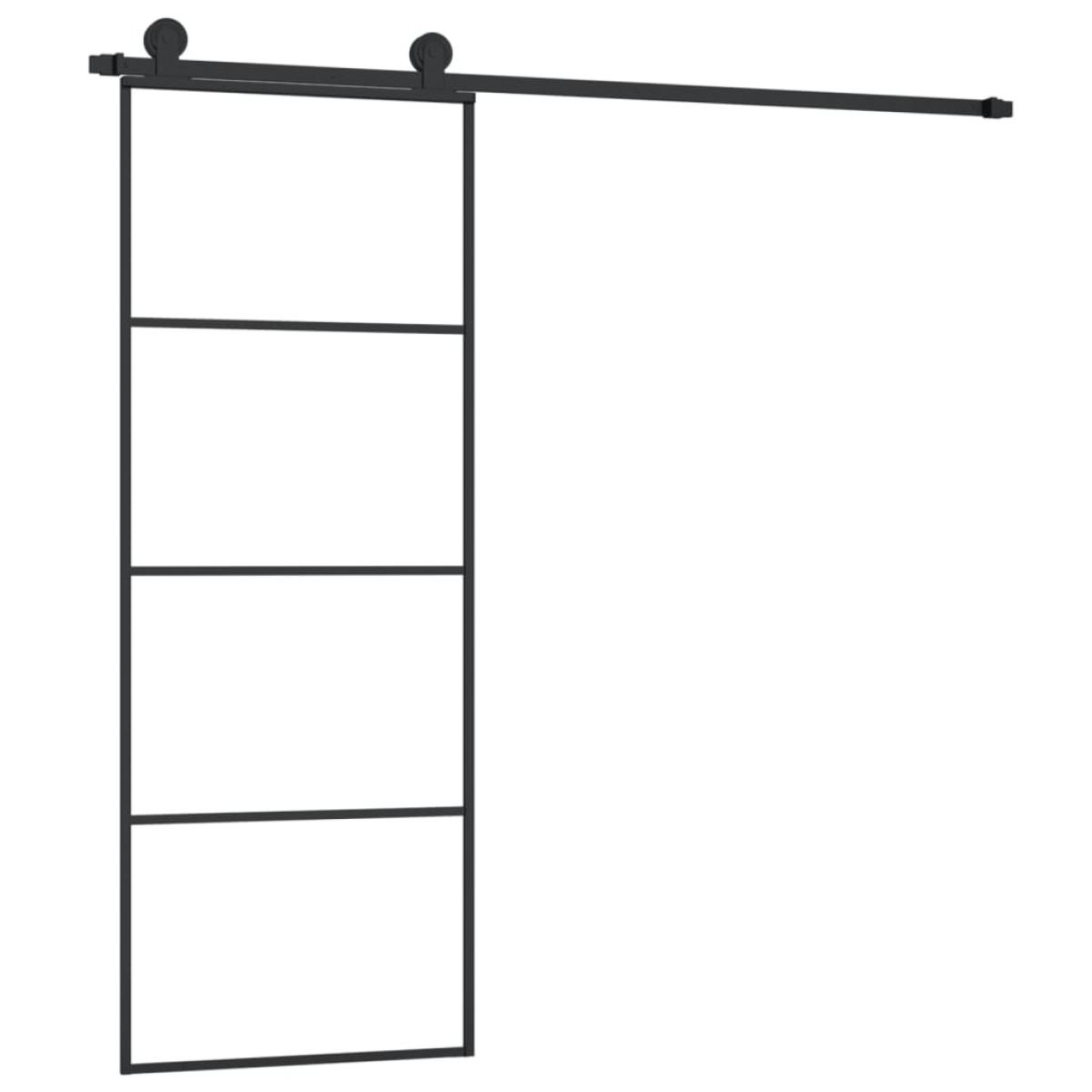 Puerta corredera con set herrajes vidrio ESG aluminio 76x205 cm