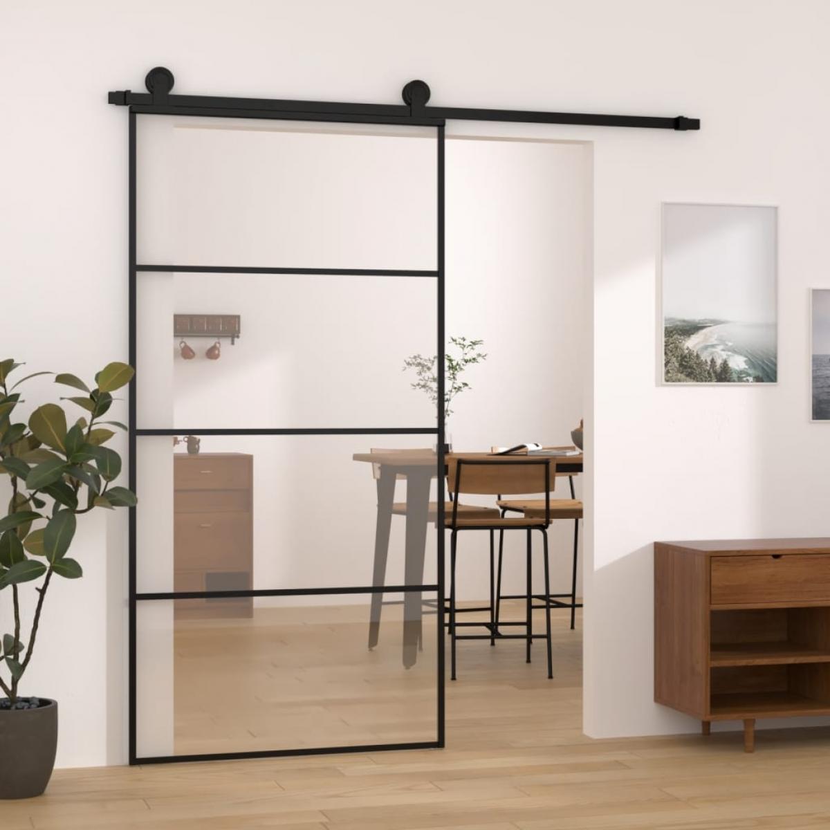 Puerta corredera set herrajes vidrio ESG aluminio 102,5x205 cm