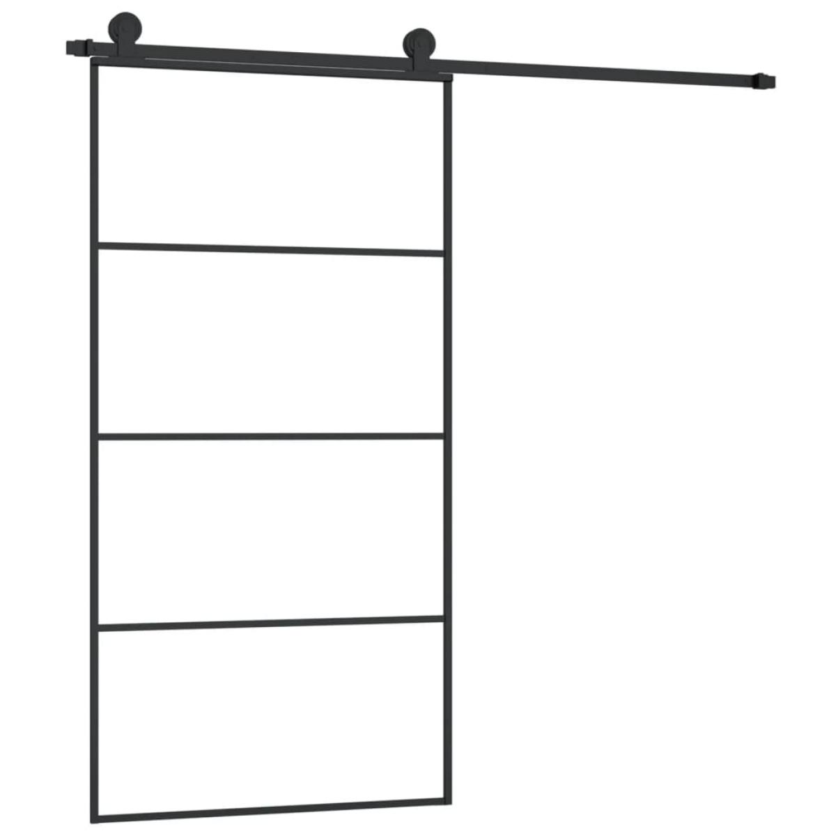 Puerta corredera set herrajes vidrio ESG aluminio 102,5x205 cm