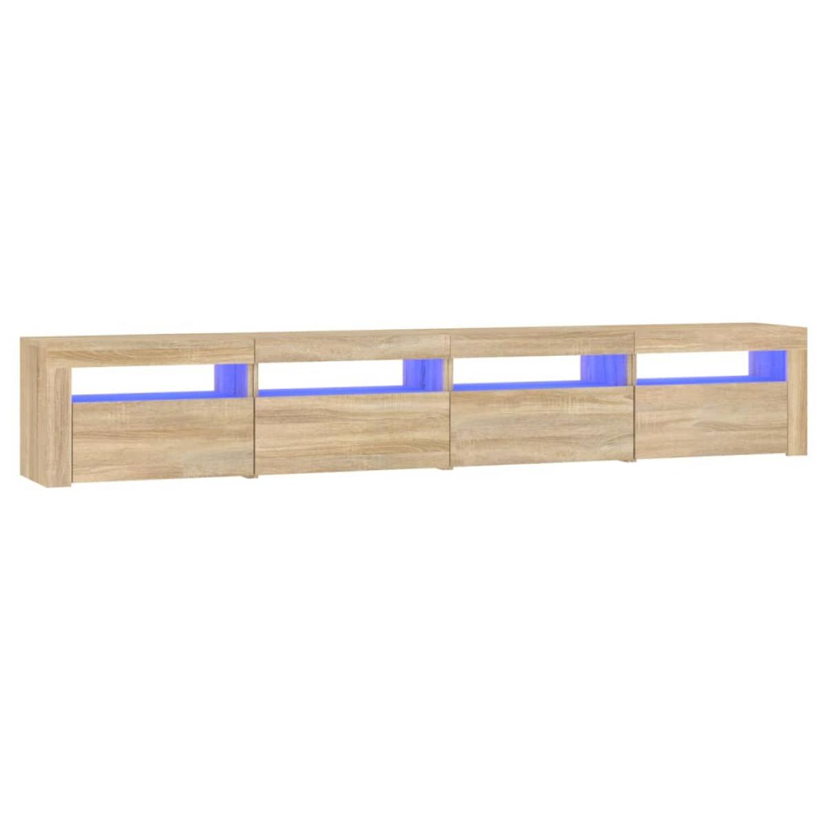 Mueble de TV con luces LED roble Sonoma 240x35x40 cm