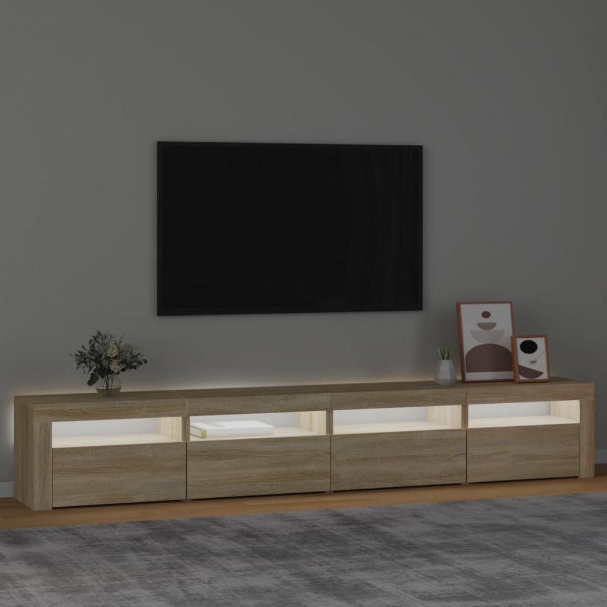 Mueble de TV con luces LED roble Sonoma 240x35x40 cm