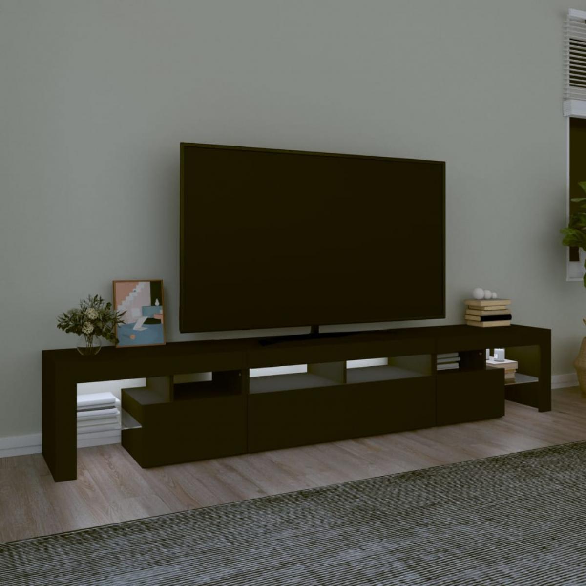Mueble de TV con luces LED Negro 230x36,5x40 cm