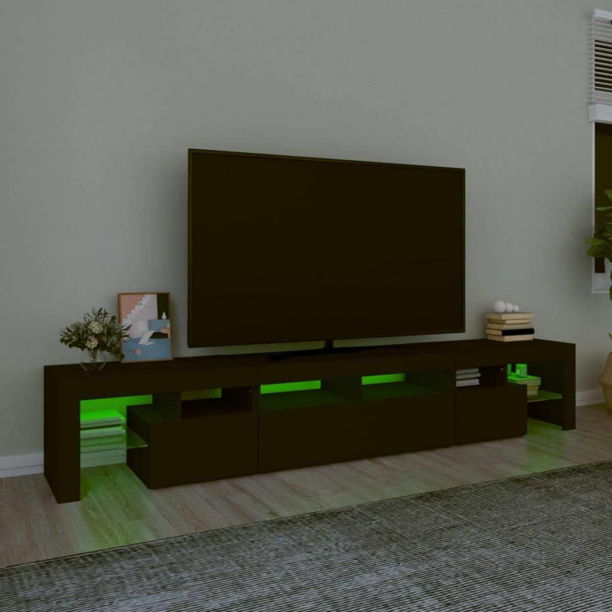 Mueble de TV con luces LED Negro 230x36,5x40 cm