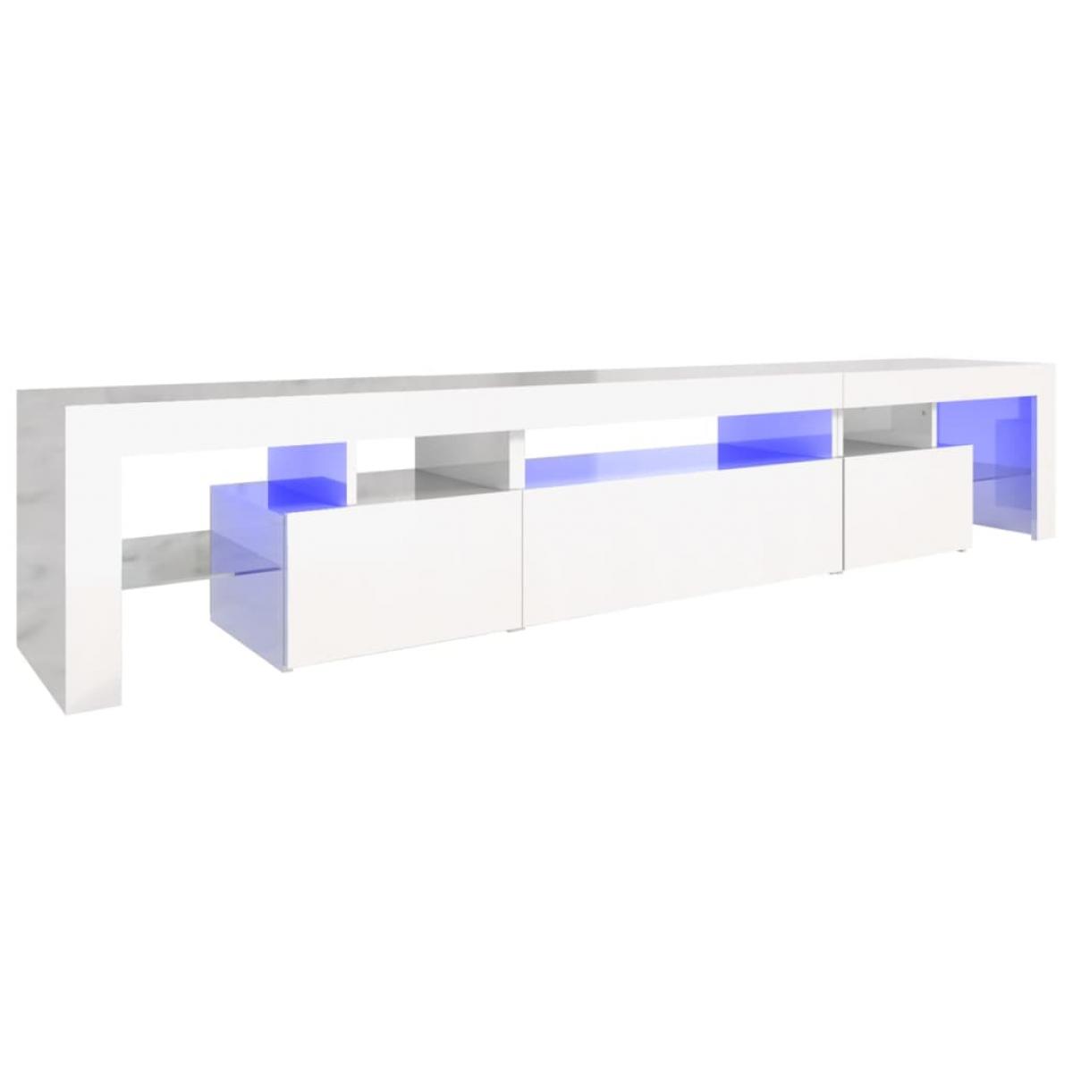 Mueble de TV con luces LED blanco brillante 215x36,5x40 cm