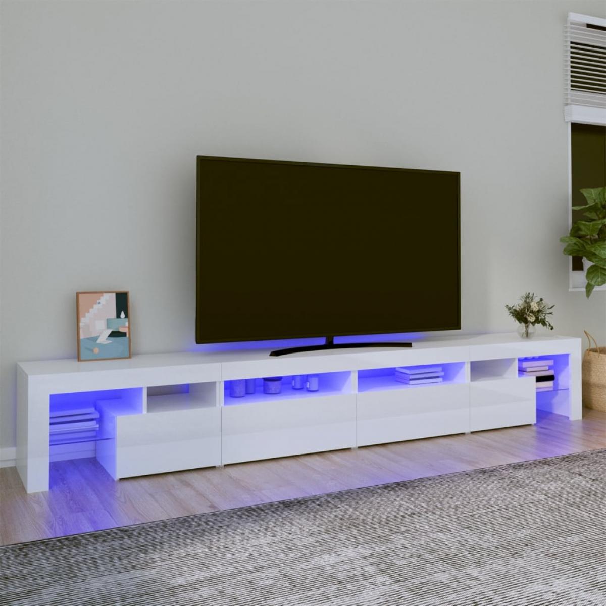 Mueble de TV con luces LED blanco brillante 260x36,5x40 cm