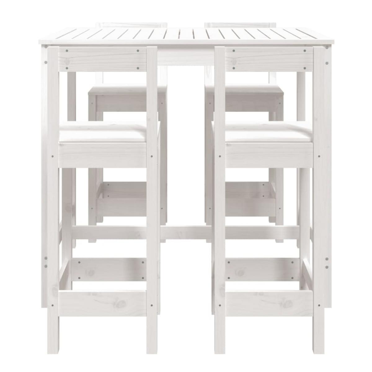 Set de mesa y taburetes altos jardín 5 pzas madera pino blanco