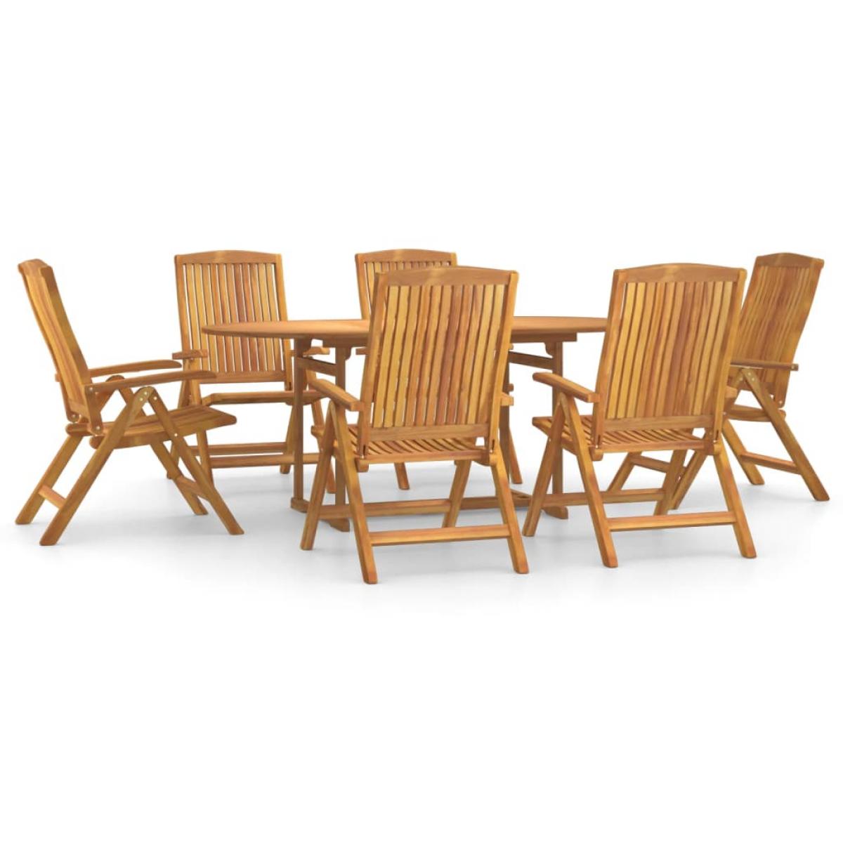 Juego de comedor de jardín 7 piezas madera maciza de teca