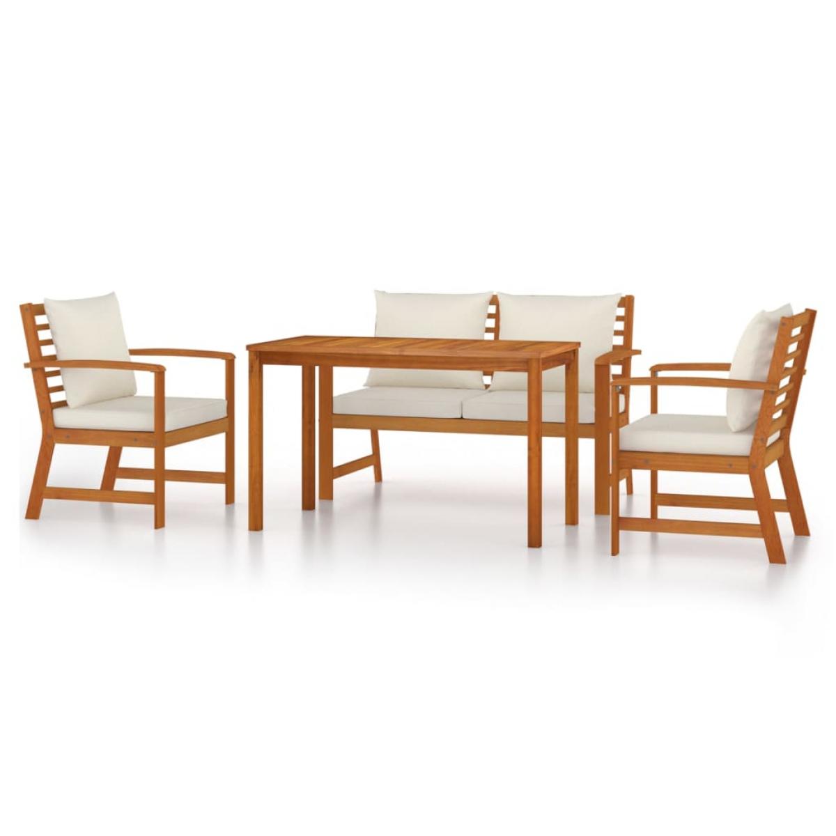 Juego comedor de jardín 4 pzas con cojines madera maciza acacia