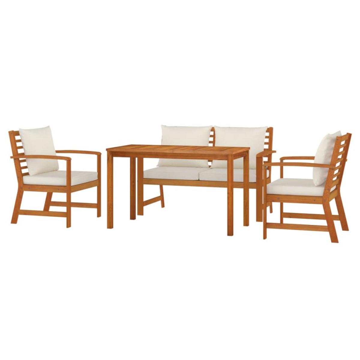 Juego comedor de jardín 4 pzas con cojines madera maciza acacia