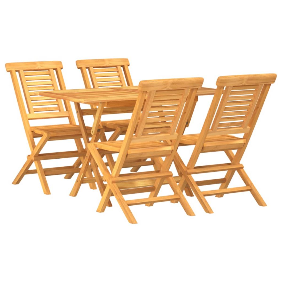 Juego de comedor para jardín 5 piezas madera maciza de teca