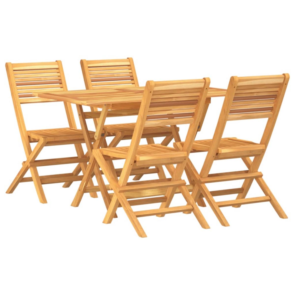 Juego de comedor para jardín 5 piezas madera maciza de teca