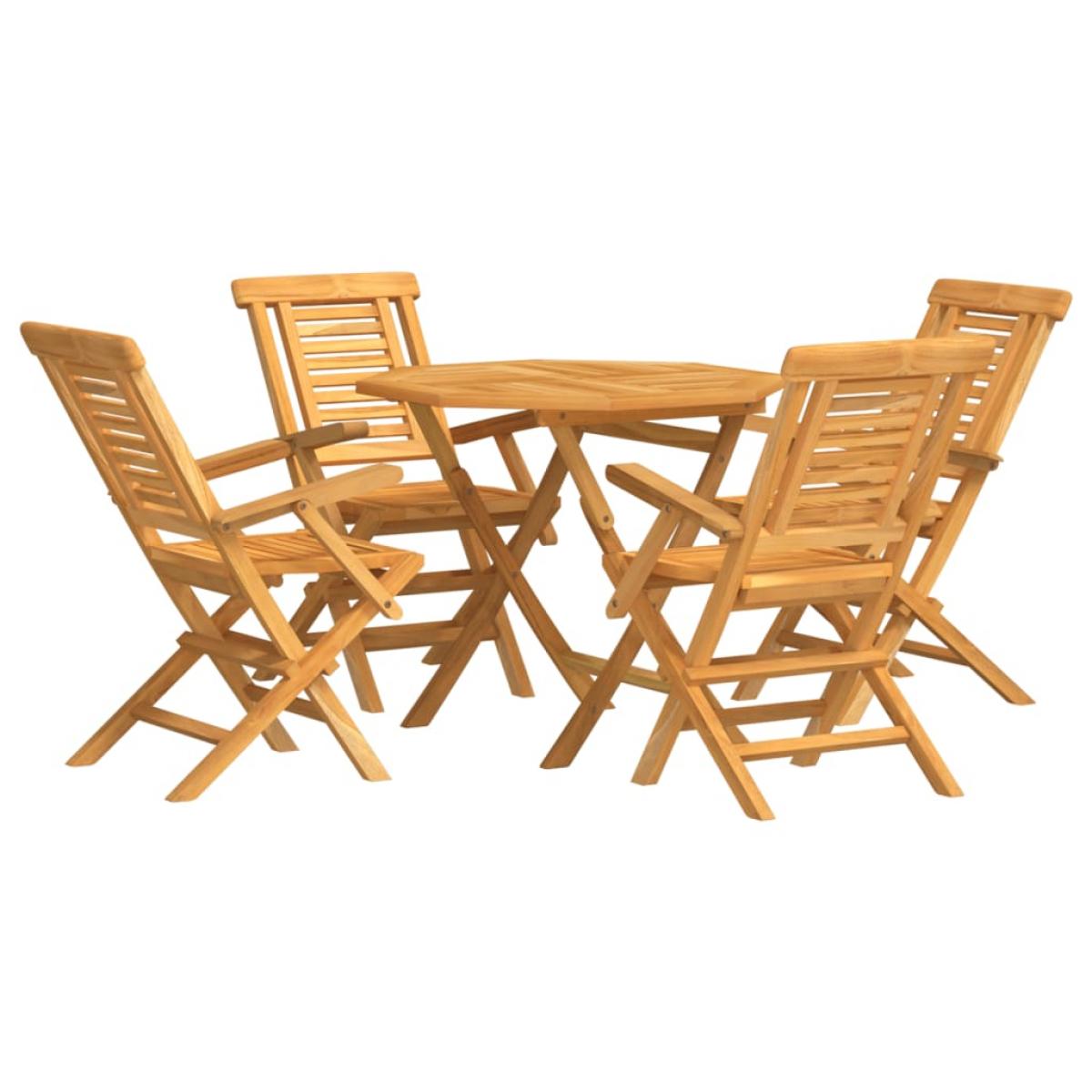 Juego de comedor para jardín 5 piezas madera maciza de teca