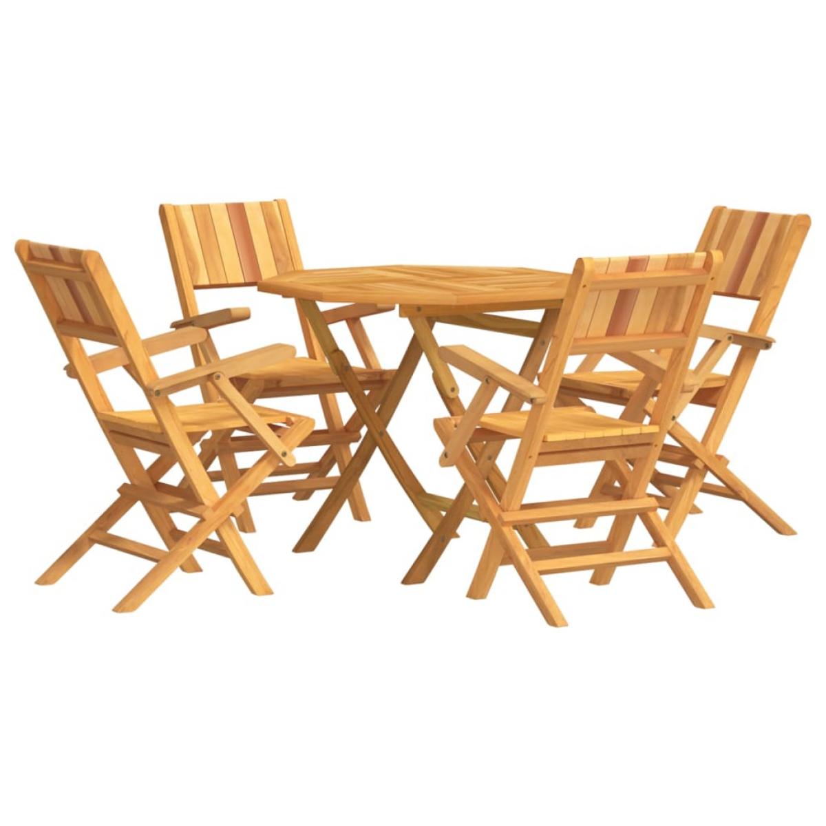 Juego de comedor para jardín 5 piezas madera maciza de teca