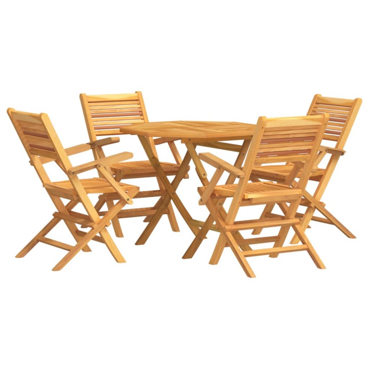 Juego de comedor para jardín 5 piezas madera maciza de teca