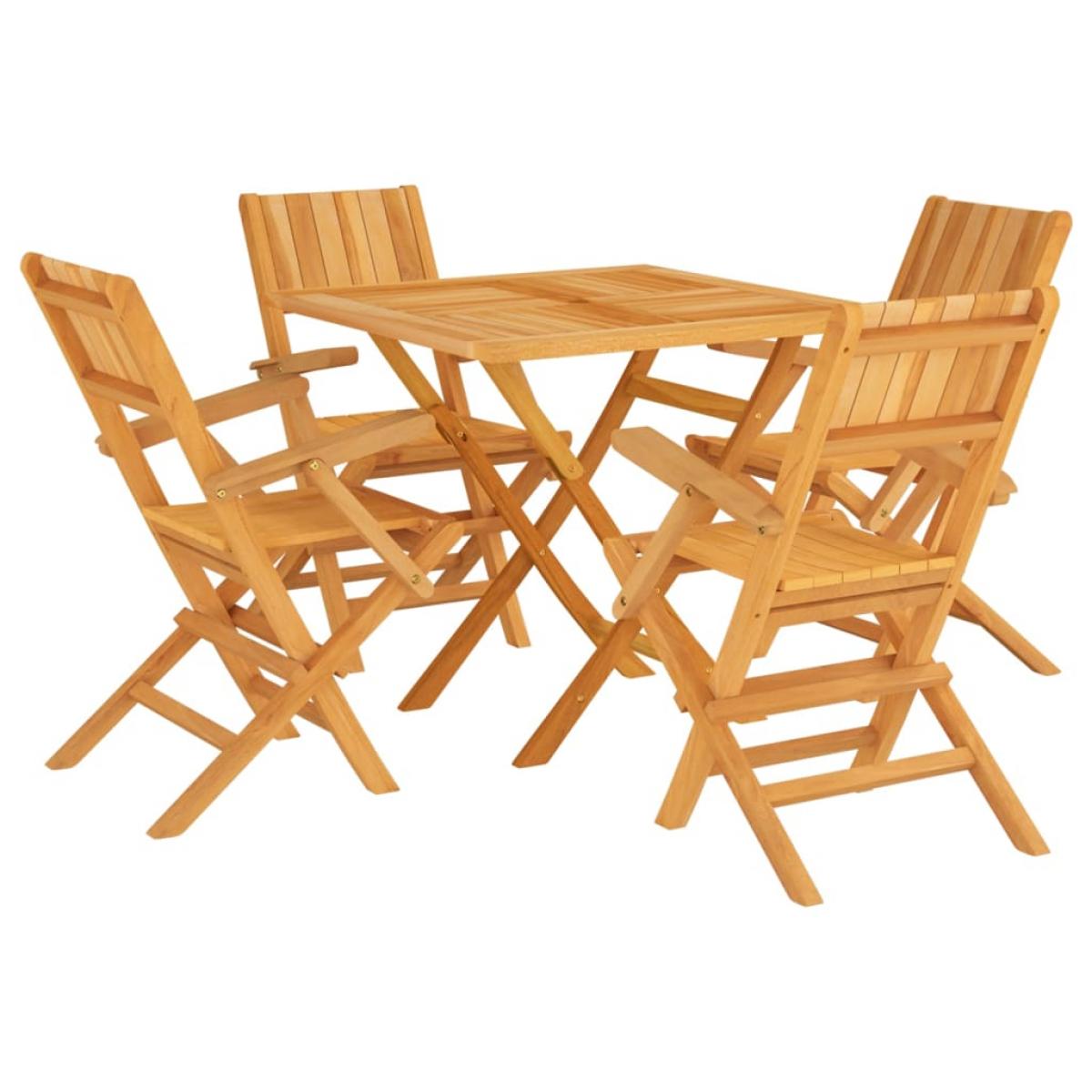 Juego de comedor para jardín 5 piezas madera maciza de teca