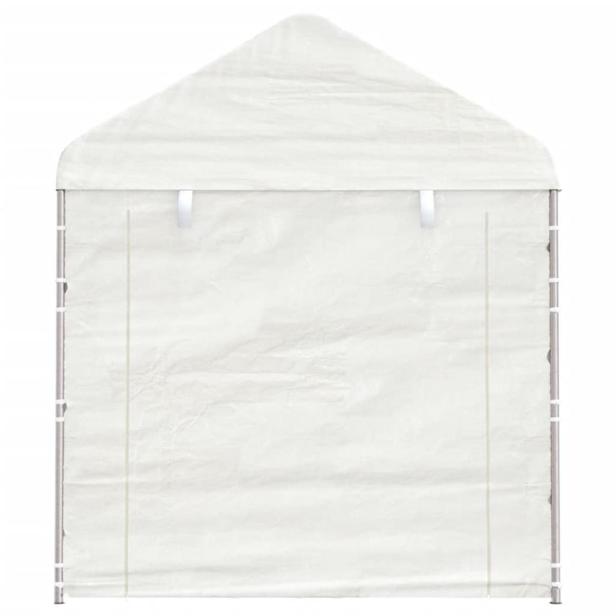 Cenador con techo polietileno blanco 6,69x2,28x2,69 m