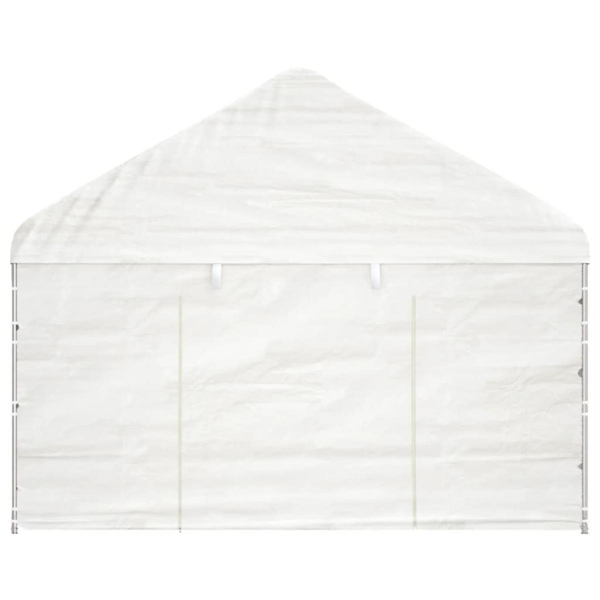 Cenador con techo polietileno blanco 15,61x4,08x3,22 m
