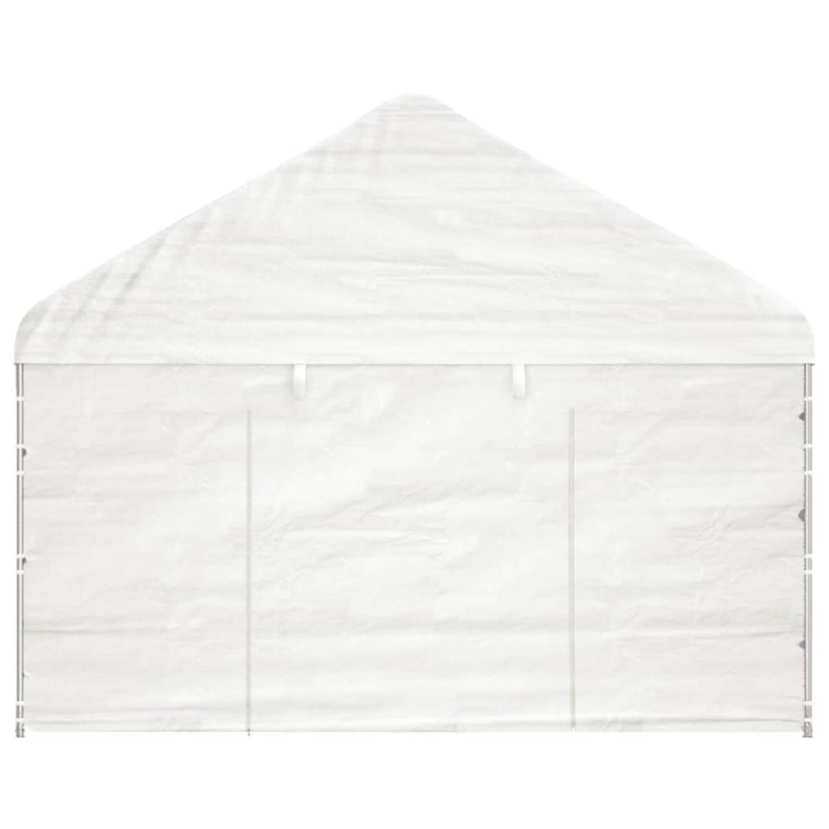 Cenador con techo polietileno blanco 20,07x4,08x3,22 m