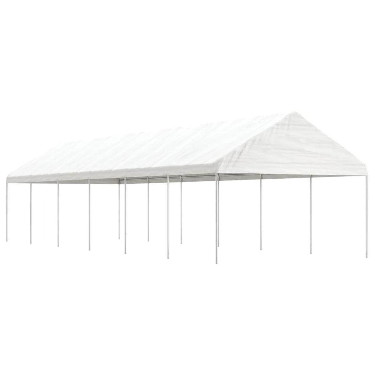 Cenador con techo polietileno blanco 13,38x4,08x3,22 m