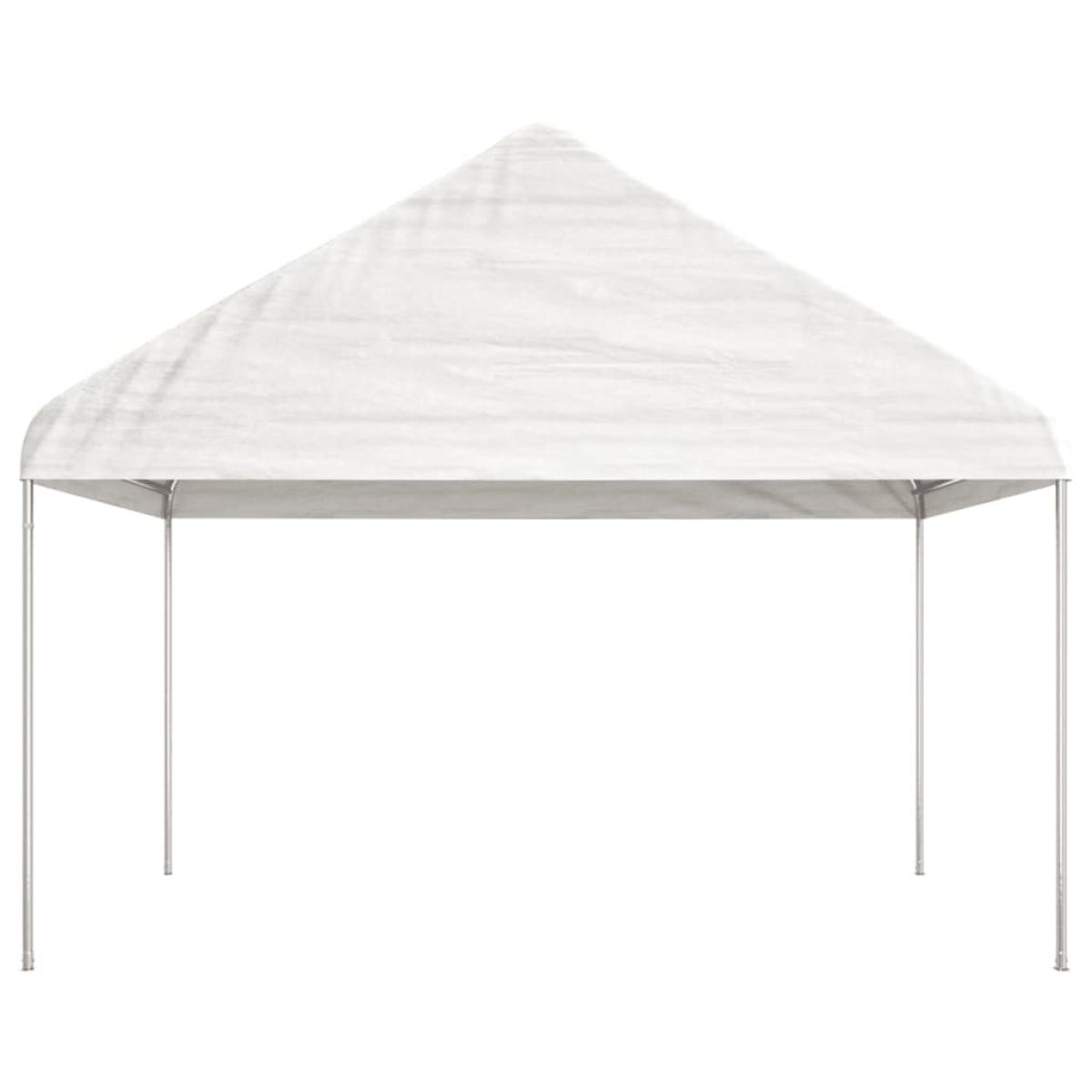 Cenador con techo polietileno blanco 13,38x4,08x3,22 m