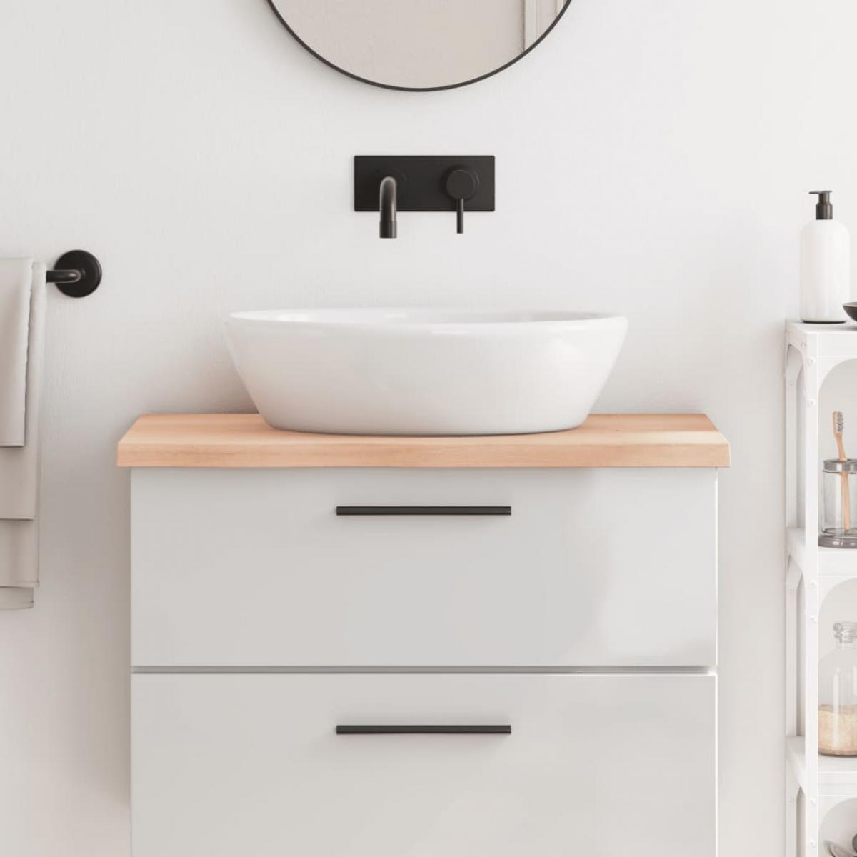 Encimera de baño madera maciza sin tratar 80x60x(2-4) cm