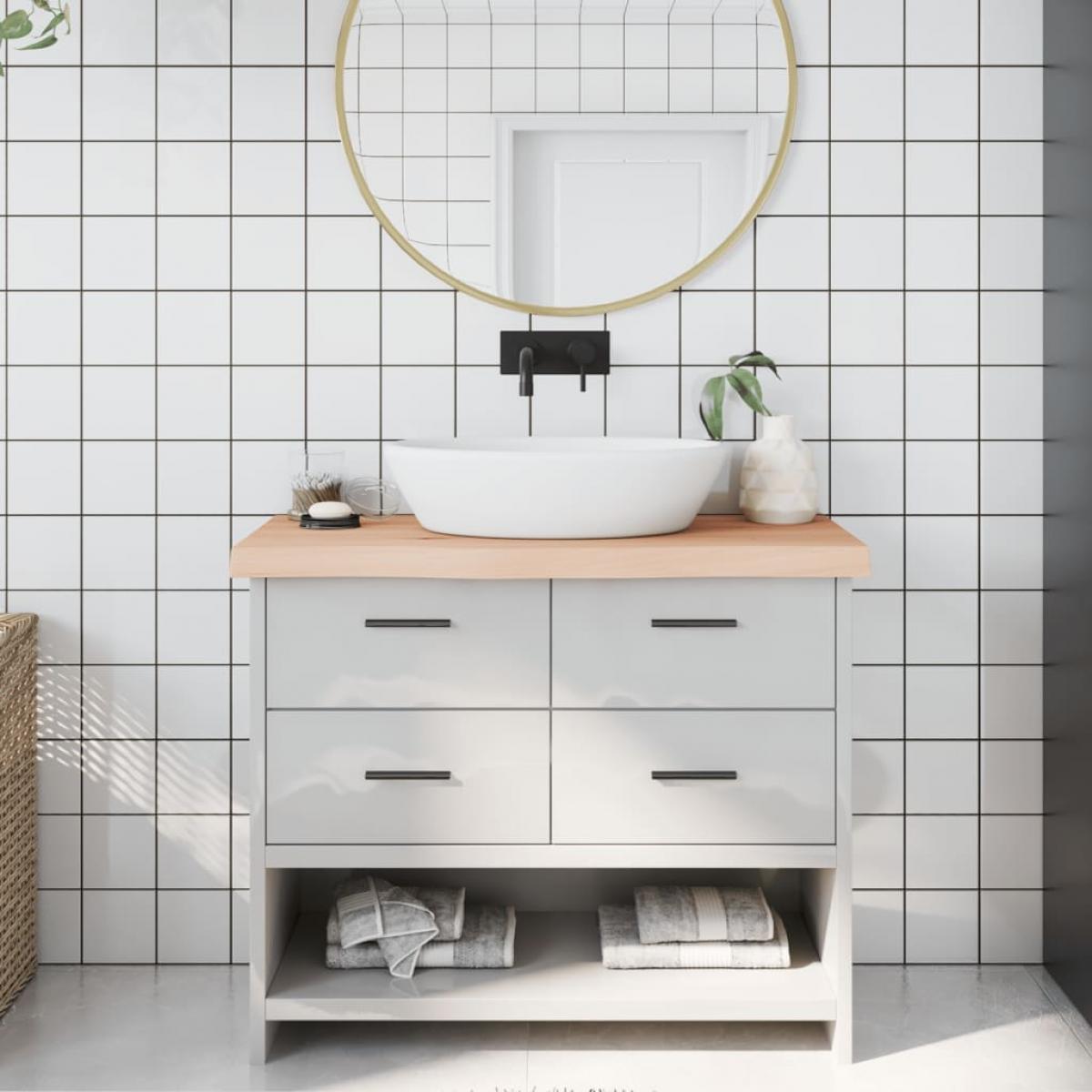 Encimera de baño madera maciza sin tratar 100x30x(2-6) cm