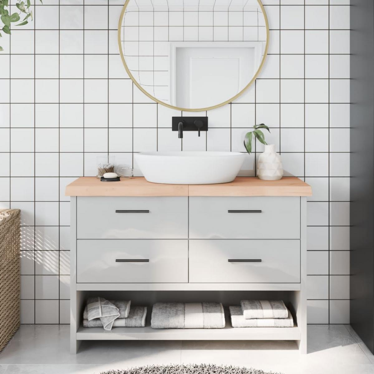 Encimera de baño madera maciza sin tratar 120x40x(2-6) cm