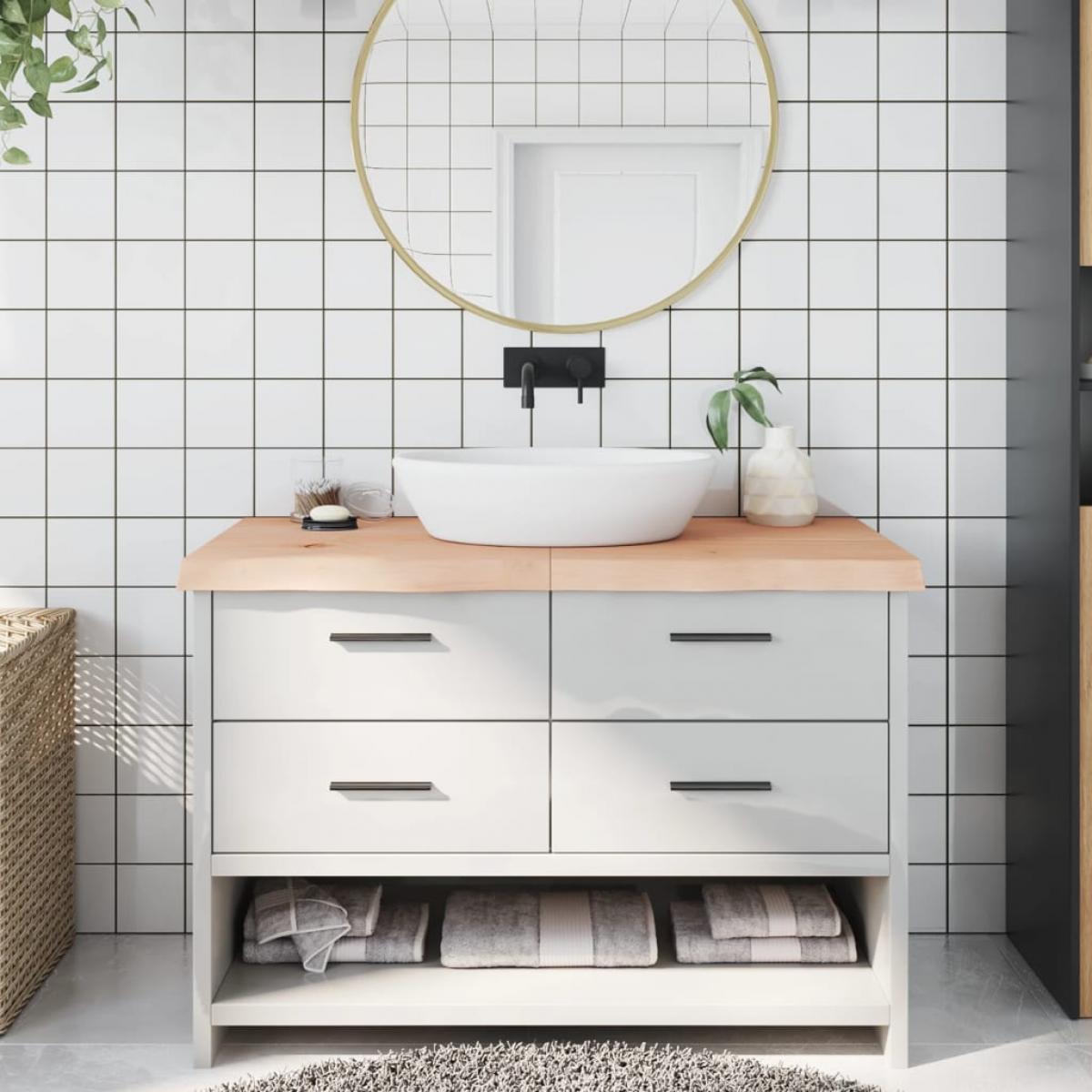 Encimera de baño madera maciza sin tratar 120x50x(2-6) cm