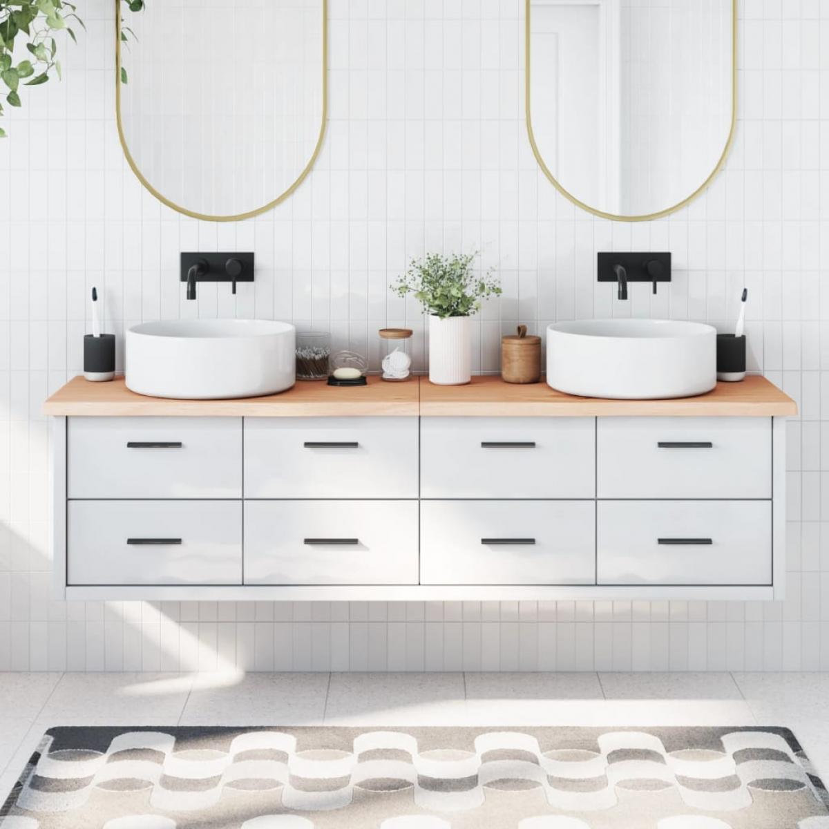 Encimera de baño madera maciza sin tratar 180x30x(2-4) cm